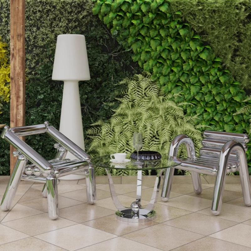 Stainless steel chair light lu - Outdoor Furniture Metal Chairs ulasan dan harga