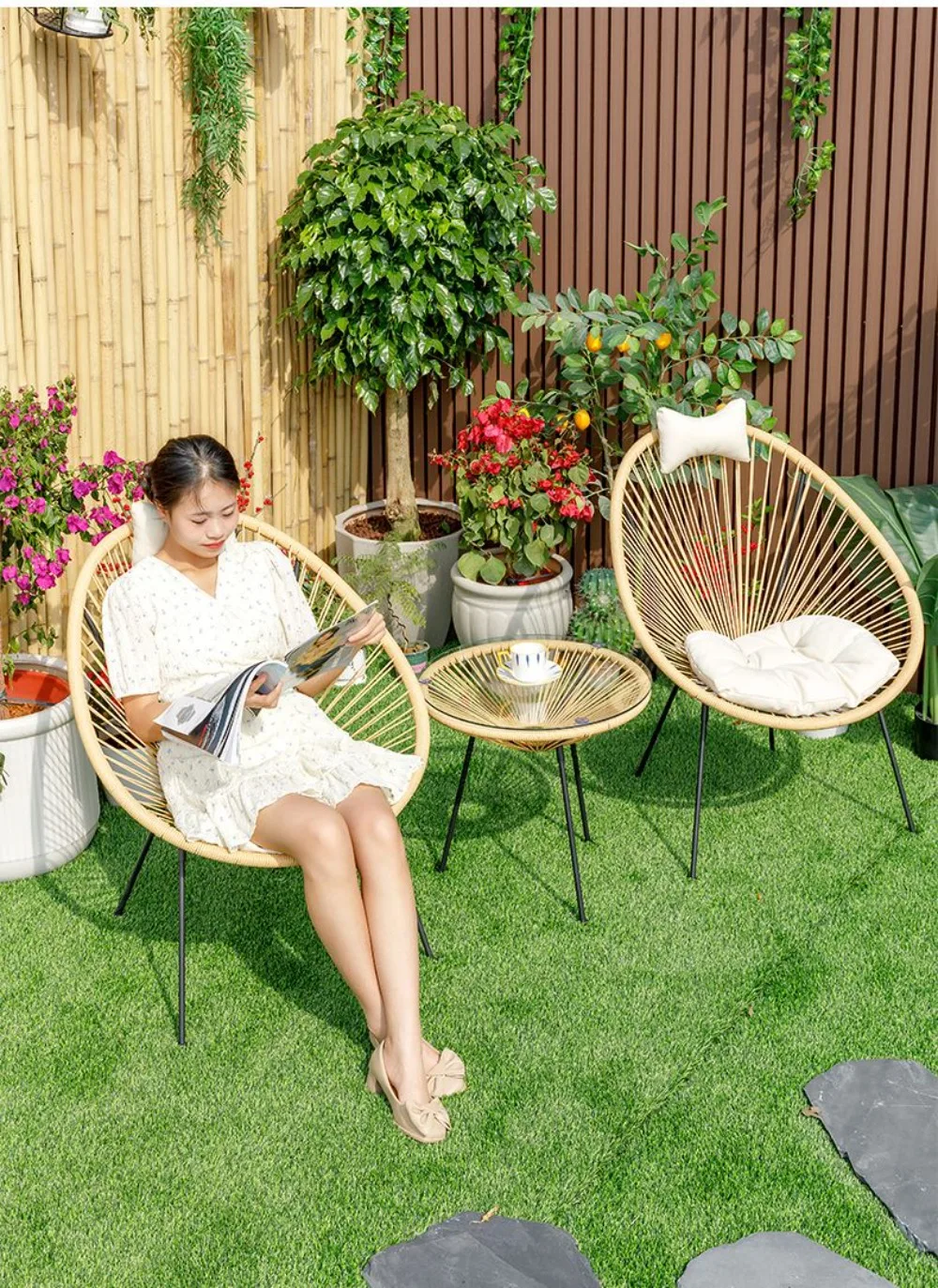 Nordic Dining Chairs for Kitch - Outdoor Furniture Metal Chairs ulasan dan harga