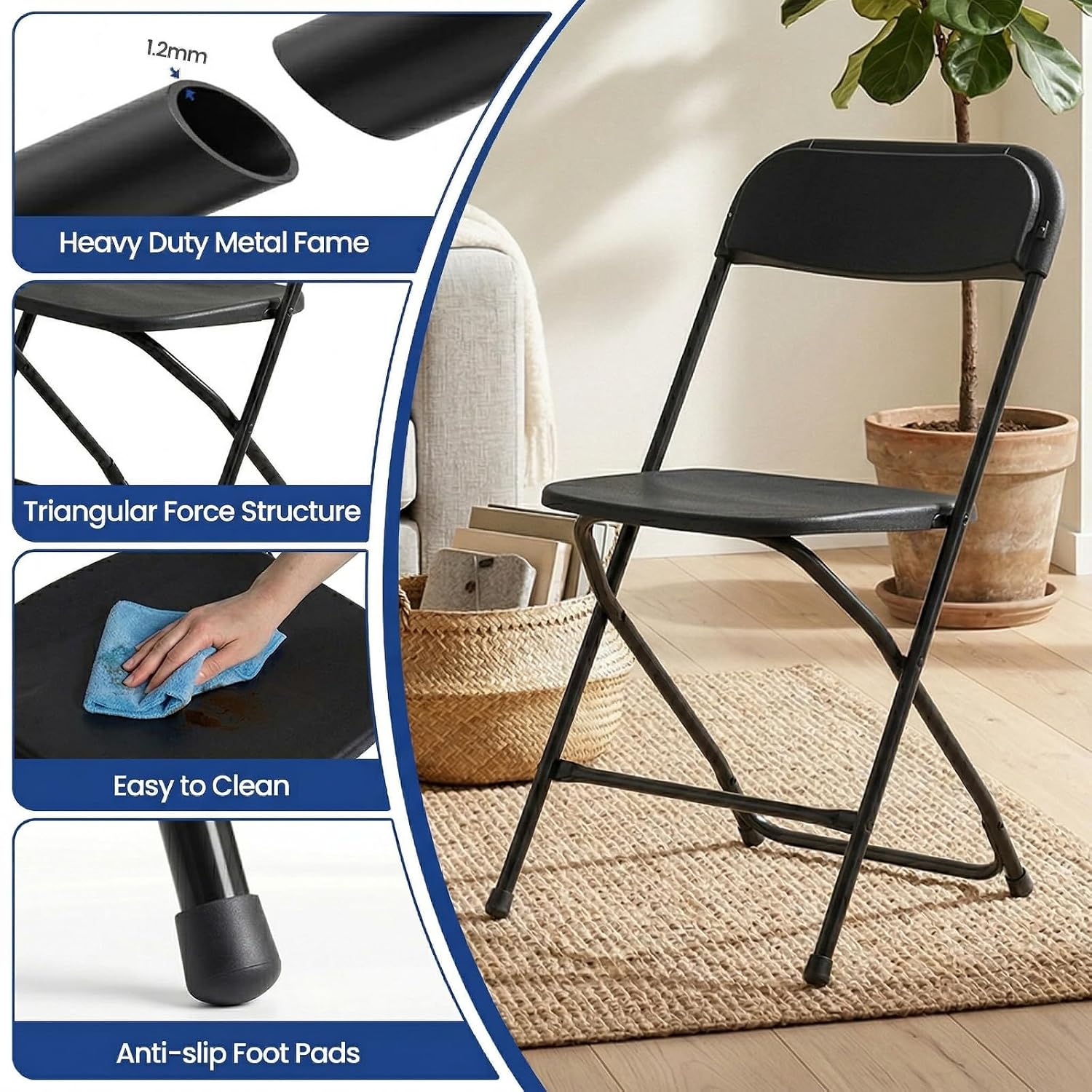 Black Folding Chair Metal Fram - Outdoor Furniture Metal Chairs ulasan dan harga